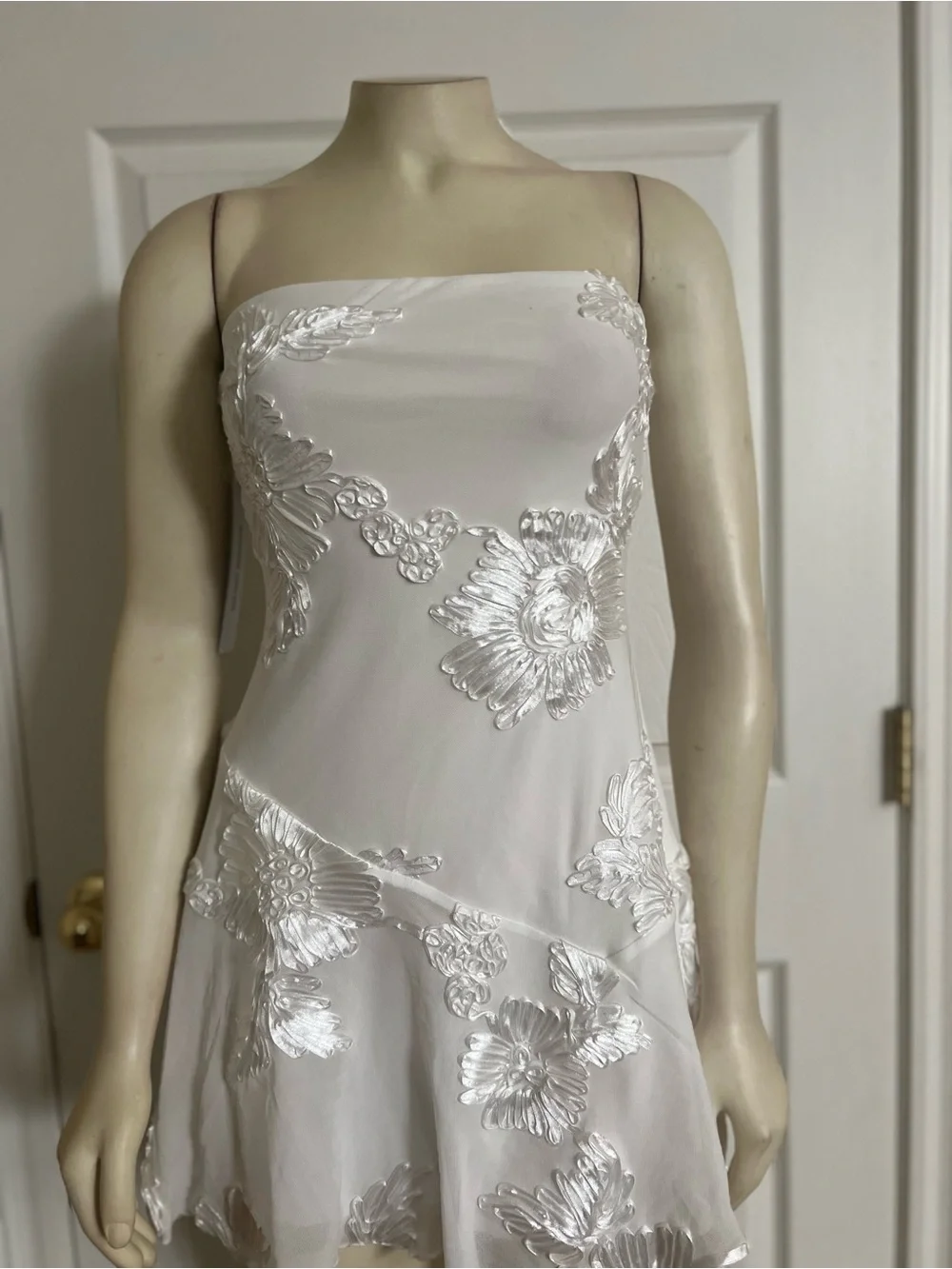 Princess Polly Meadow Of Dreams Strapless Mini Dress White Floral Burnout - Picture 11 of 16